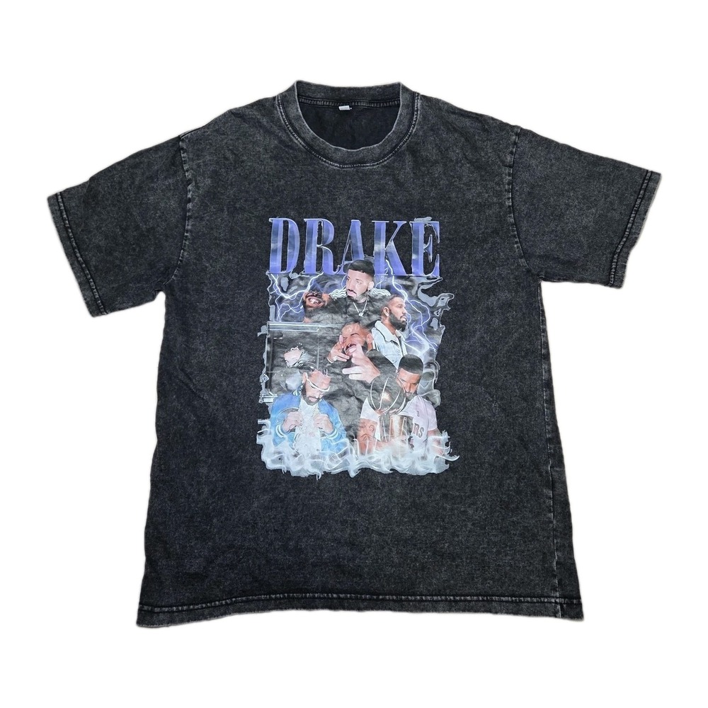Drake Graphic Band Rap Tee Vintage Wash Black T-Shirt Size Small 100% Cotton
